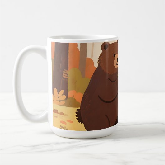 秋の森のクマとウサギ コーヒーマグカップ (左)