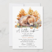 秋の森のクマ | かわいいナチュラルな秋のベイビーシャワーのお知らせ 招待状 (正面)