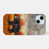 秋の森のクロクマ iPhone 15ケース (裏面横)