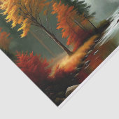 秋の森のグロー川の風景のデクページ 薄葉紙 (詳細)