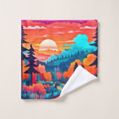 秋の森のサンセットパス バスタオルセット (ウォッシュタオル)