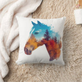 秋の森のシュール馬 クッション (ブランケット)