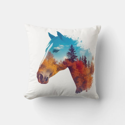 秋の森のシュール馬 クッション (正面)