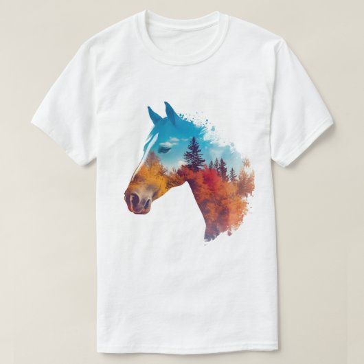 秋の森のシュール馬 Tシャツ (デザイン正面)