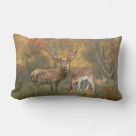 秋の森のタペストリーのポスターtriptyのデアー アウトドアクッション