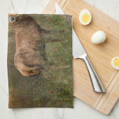 秋の森のタペストリーのポスターtriptyのデアー キッチンタオル (四つ折り)