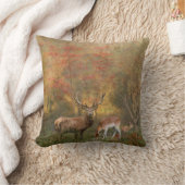 秋の森のタペストリーのポスターtriptyのデアー クッション (ブランケット)