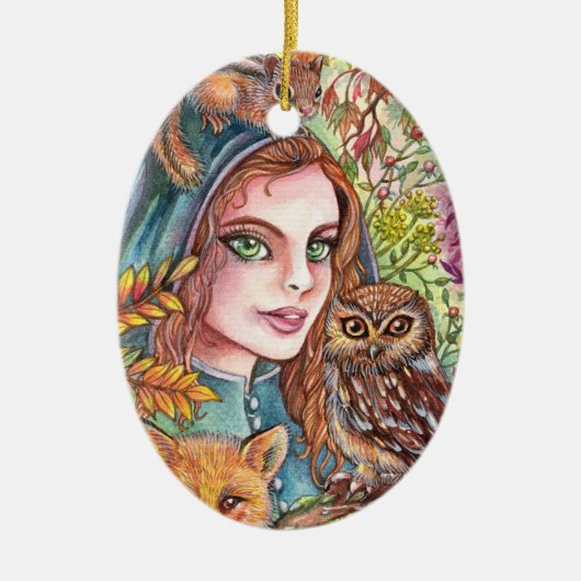 秋の森のタマー セラミックオーナメント (正面)