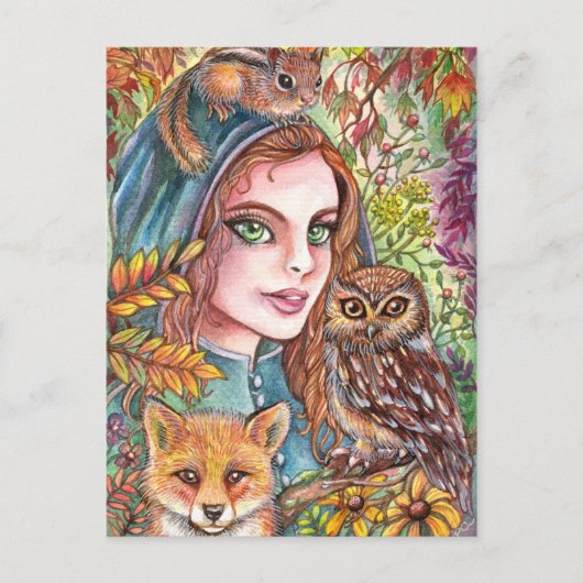 秋の森のタマー ポストカード (正面)