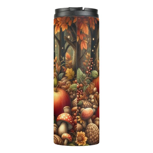 秋の森のハリネズミ一家 タンブラー (裏面)