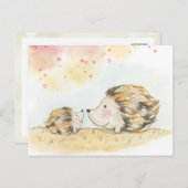 秋の森のハリネズミ　水彩画 ポストカード (正面/裏面)