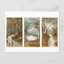 秋の森のヴィンテージはがき