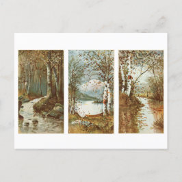 秋の森のヴィンテージはがき ポストカード