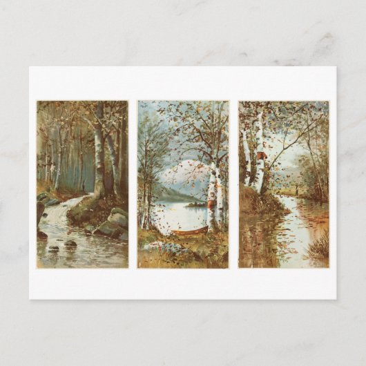 秋の森のヴィンテージはがき ポストカード (正面)