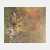 秋の森の中で枯れる フリースブランケット (正面(横))