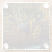 秋の森の中のブルエルク ガラスコースター (裏面)