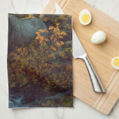 秋の森の中のブルエルク キッチンタオル (四つ折り)