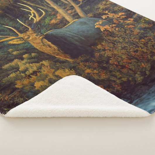 秋の森の中のブルエルク シェルパブランケット (3/4)