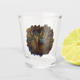 秋の森の中のブルエルク ショットグラス