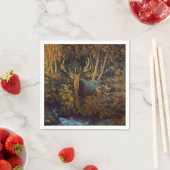 秋の森の中のブルエルク スタンダードカクテルナプキン (インサイチュ)