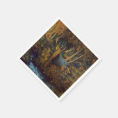 秋の森の中のブルエルク スタンダードカクテルナプキン (角)