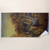 秋の森の中のブルエルク ビーチタオル (正面)