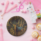 秋の森の中のブルエルク ペーパープレート (パーティー)