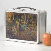 秋の森の中のブルエルク メタルランチボックス (インサイチュ)