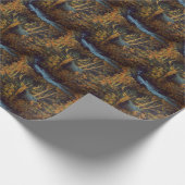 秋の森の中のブルエルク ラッピングペーパー (角)