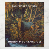 秋の森の中のブルエルク ワインラベル (シングルラベル)