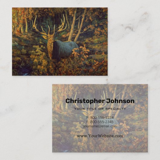 秋の森の中のブルエルク 名刺 (正面/裏面)