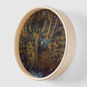 秋の森の中のブルエルク 壁時計 (傾斜)