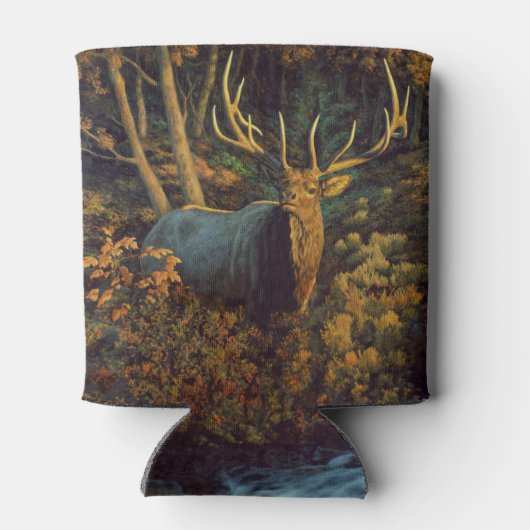 秋の森の中のブルエルク 缶クーラー (裏面)