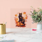 秋の森の中の魔法の黒猫 – 天空 アクリルサイン (ウェディング)