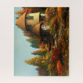 秋の森の中コテージの景勝地 ジグソーパズル (縦)