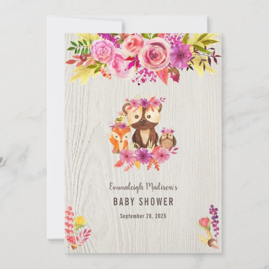 秋の森の動物あなたの財布のゲームの中にあるものを 招待状 (裏面)