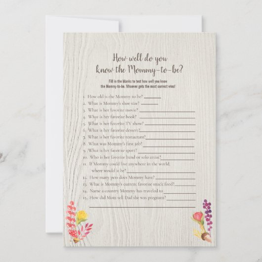 秋の森の動物がモーミシャワーゲ最高のーを知っている 招待状 (正面)