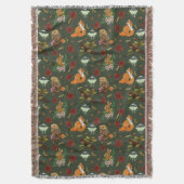 秋の森の動物が緑 スローブランケット (正面縦)