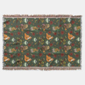秋の森の動物が緑 スローブランケット (正面)