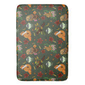 秋の森の動物が緑 バスマット (正面縦)