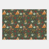 秋の森の動物が緑 ラッピングペーパーシート (正面2)