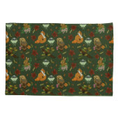 秋の森の動物が緑 枕カバー (裏面)