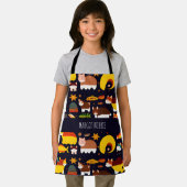 秋の森の動物のレトロパターン エプロン (インサイチュ)