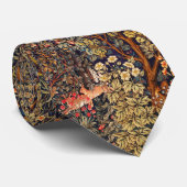秋の森の動物の群れ、キジ、茶色のフローラ ネクタイ (ロール)