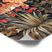 秋の森の動物の群れ、キジ、茶色のフローラ ポスター (角)