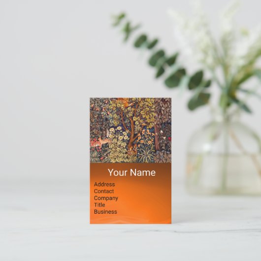 秋の森の動物の群れ、キジ、茶色のフローラ 名刺 (スタンド正面)