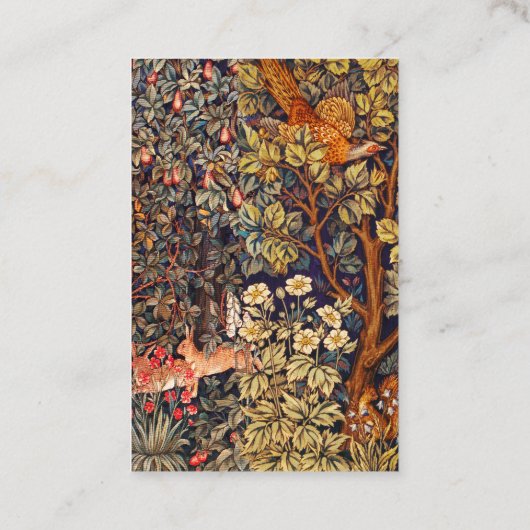 秋の森の動物の群れ、キジ、茶色のフローラ 名刺 (裏面)