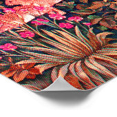 秋の森の動物の群れ、キジ、赤いフローラ ポスター (角)