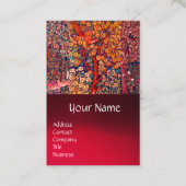 秋の森の動物の群れ、キジ、赤いフローラ 名刺 (正面)