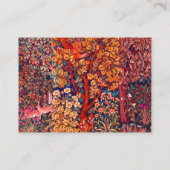 秋の森の動物の群れ、キジ、赤いフローラ 名刺 (裏面)